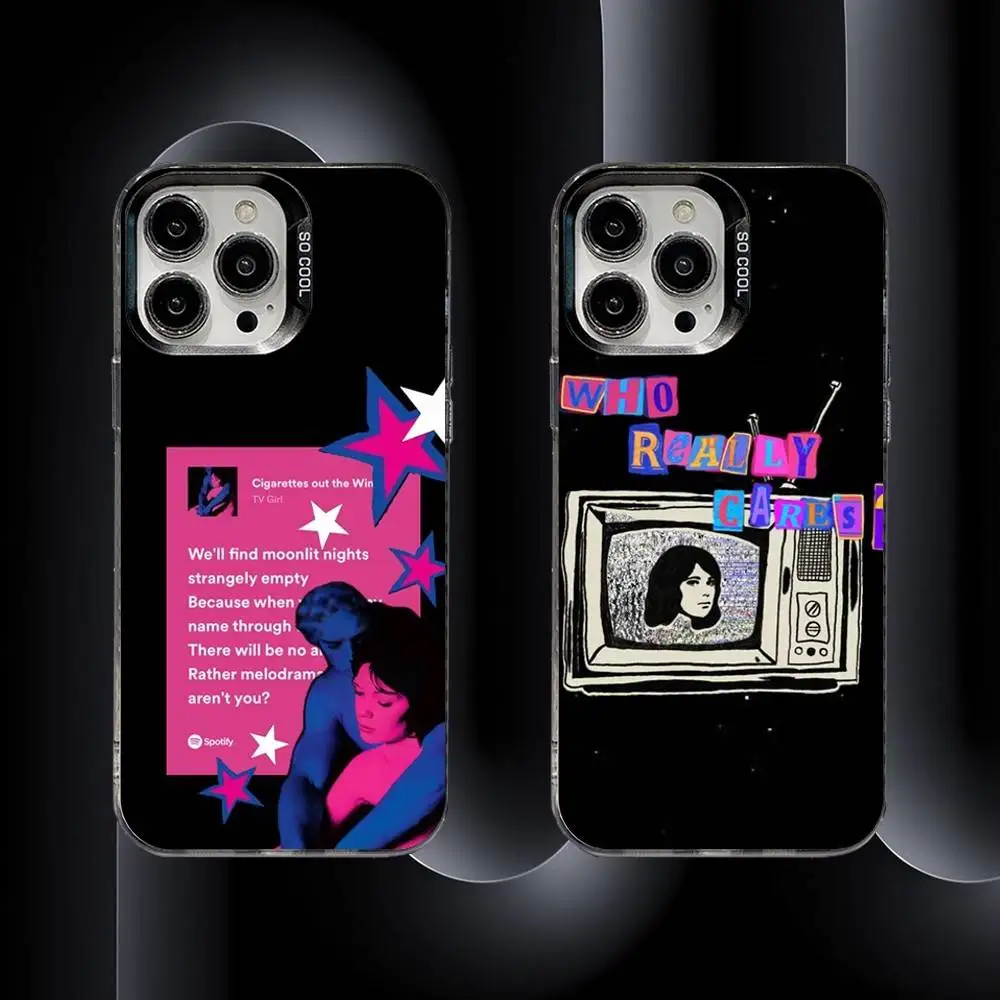 

Band TV Girl Phone Case For iPhone 16,15,14,13,12,11,8,7,Pro,Max,Plus,Mini,XS,SE Anti Fall Black Matte Hard