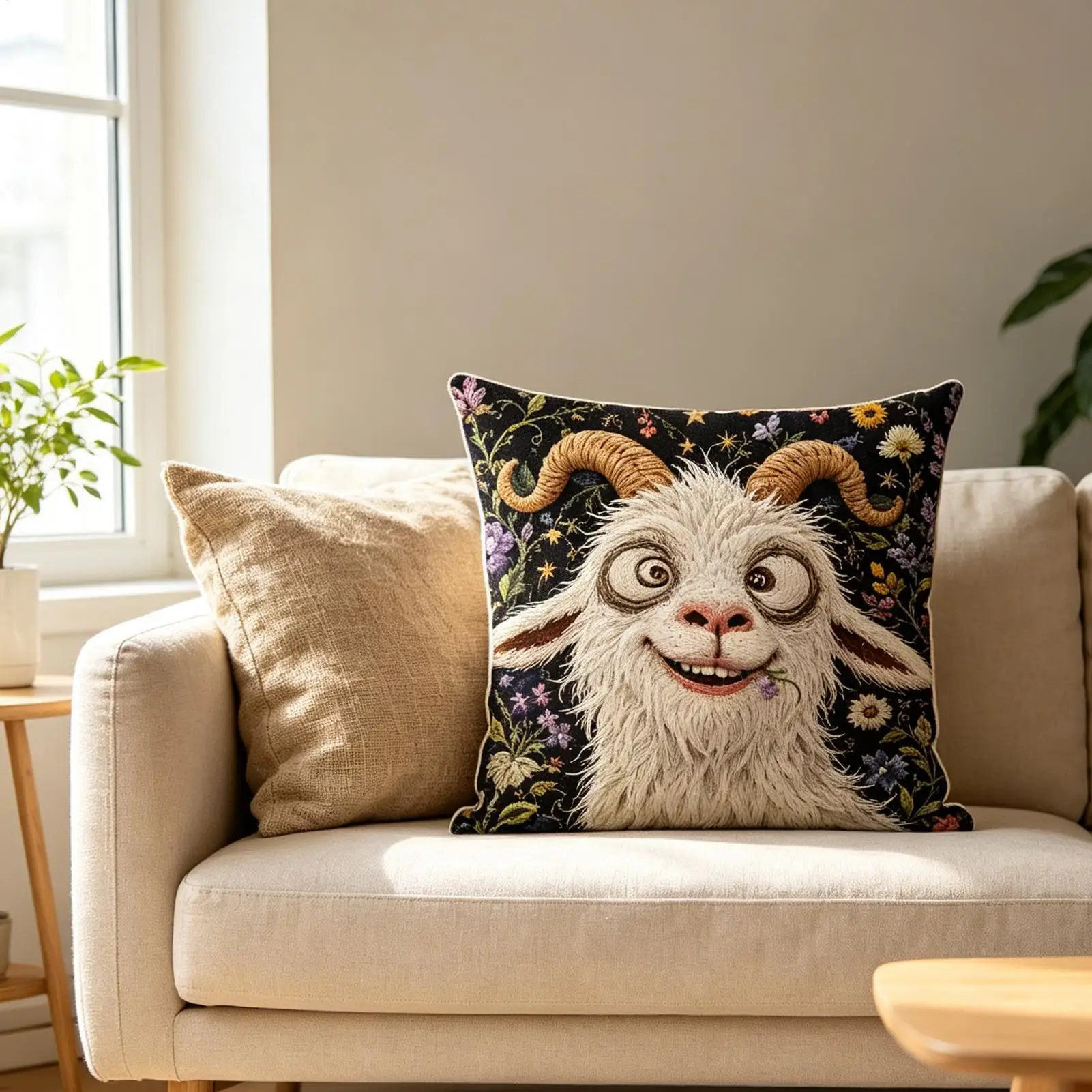 Screaming Goat Pillow Case 2D 45x45cm Novelty Animal Cushion Case Couch Decoration Goat Pillowcase for Home Dorm Apartment