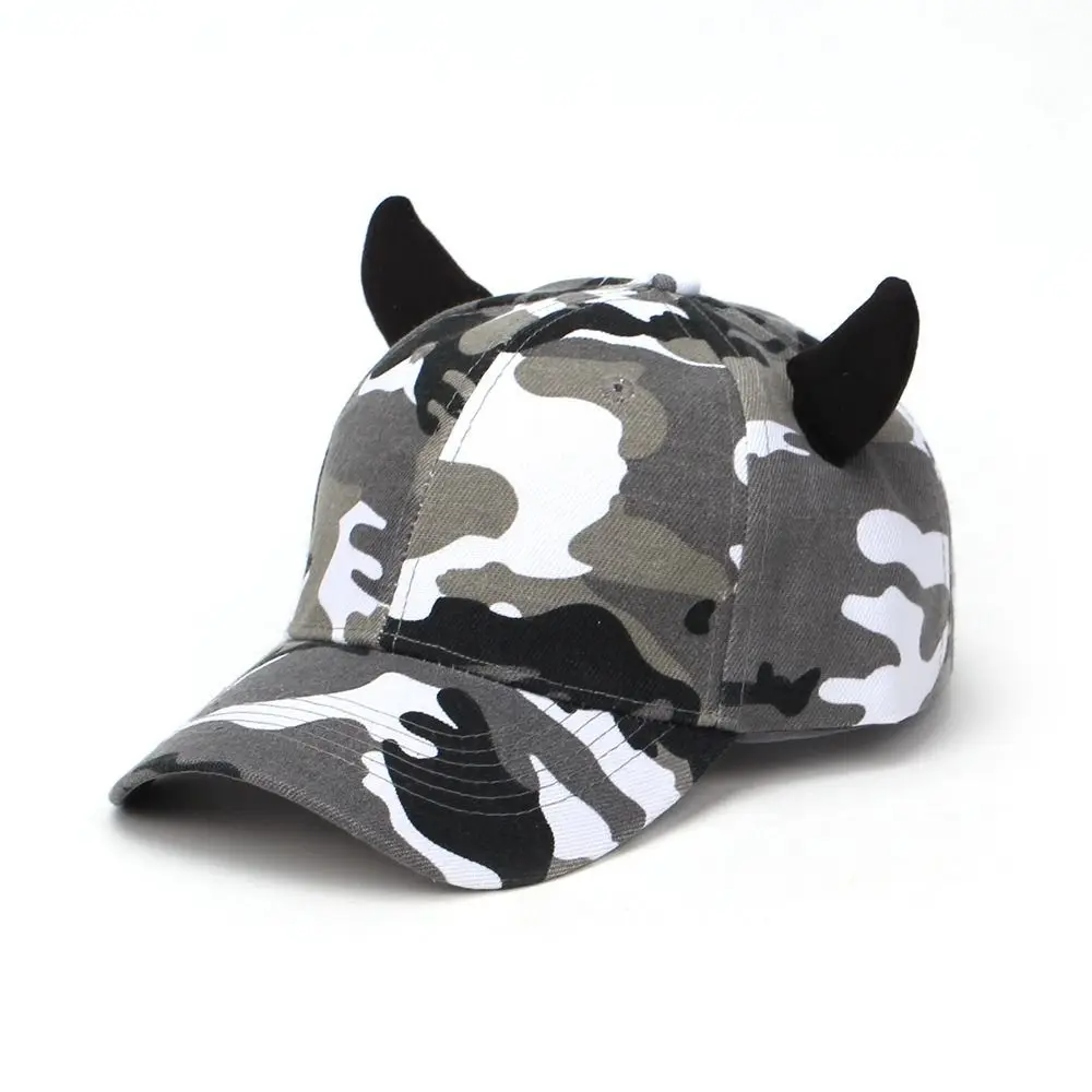 Casual 3D Devil Horn Baseball Cap Cosplay Breathable Peaked Cap Adjustable Visor Sunscreen Hats For Man Women Unisex