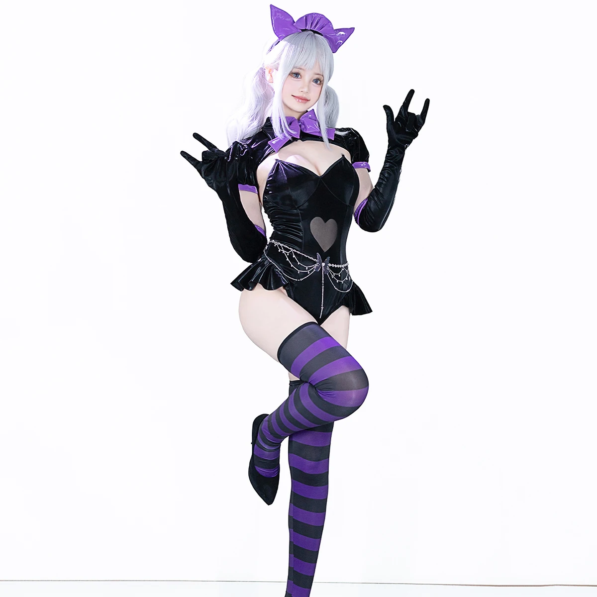 

2026 new Sexy Dark Purple Bunny Bodysuit Outfits Anime Cat Girl Cosplay Costume Role Play Lingerie Halloween Costumes