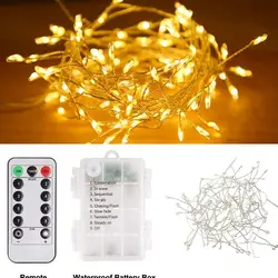 2/5m LED Copper Wire Firecrackers String Lights 8Modes Garland Fairy Lamp for New Year Christmas Wedding Party Garden Decoration