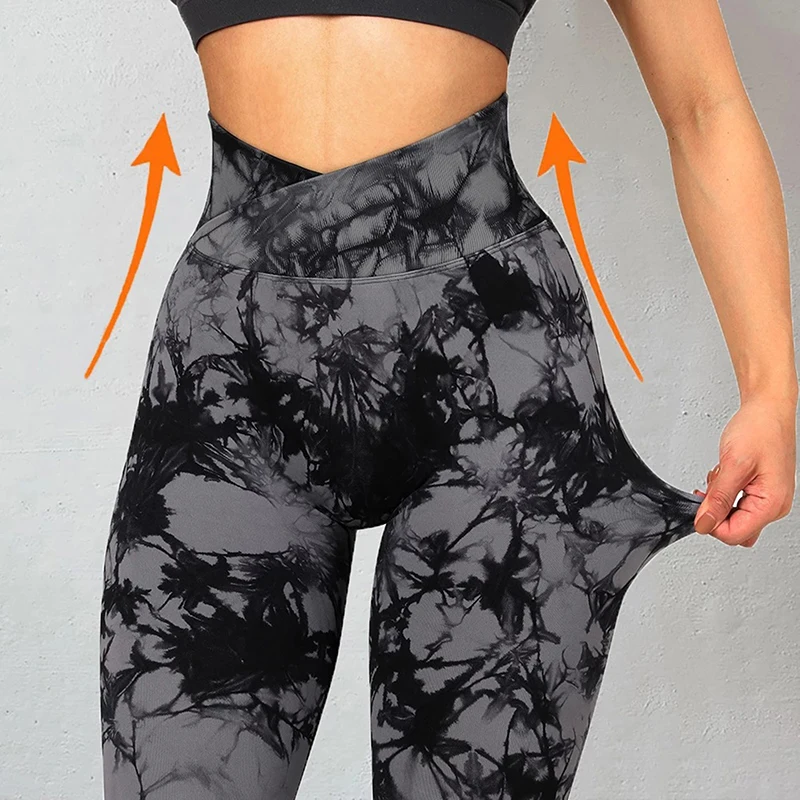 Tie Dye Yoga Pants Leggings Women High Waist Yoga Clothing Running Sports Fitness Workout Push Up Tights Scrunch Butt Leggings