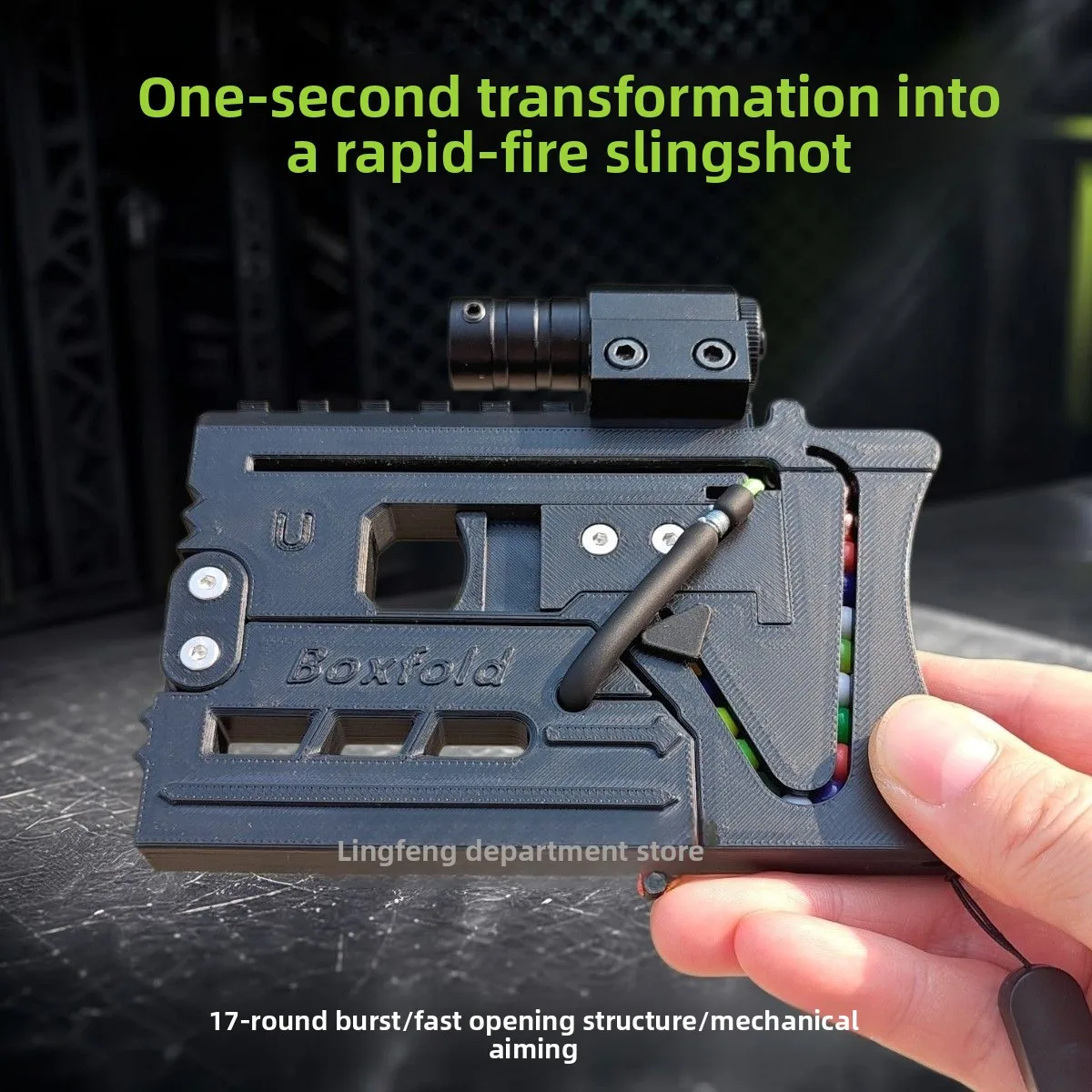 Magic Box Magic Pivot Card Folding Spring Bow Elastic Band Attachment Aim Laser SLINGSHOT Pocket Stress Relief SHOOTING Toy EDC