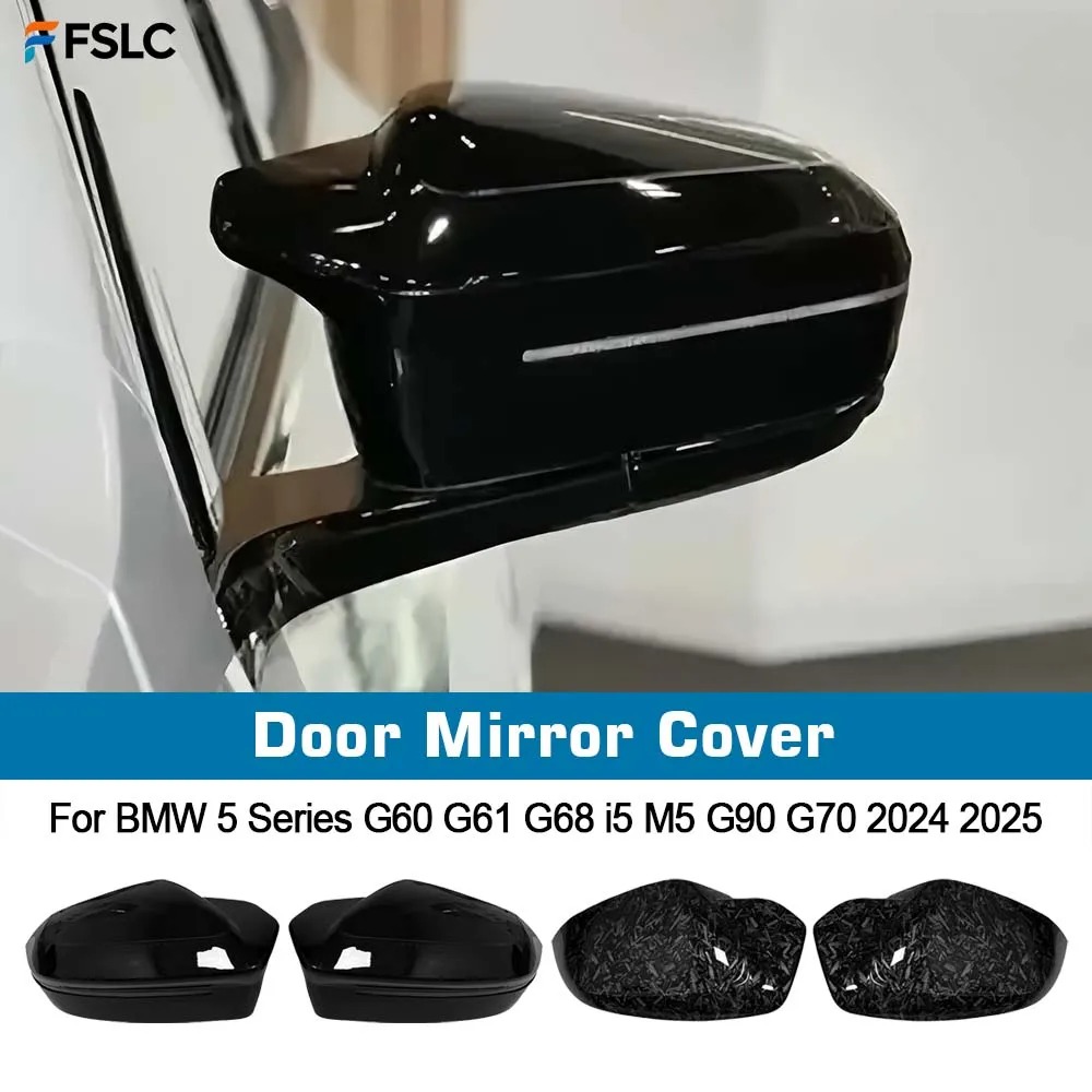 

⭐ Оригинальный ⭐ Накладка на зеркало заднего вида для BMW 5 серии G60 G61 G68 I5 M5 G90 G70 2024 2025, карбон, глянцевый черный, с узором под ковку