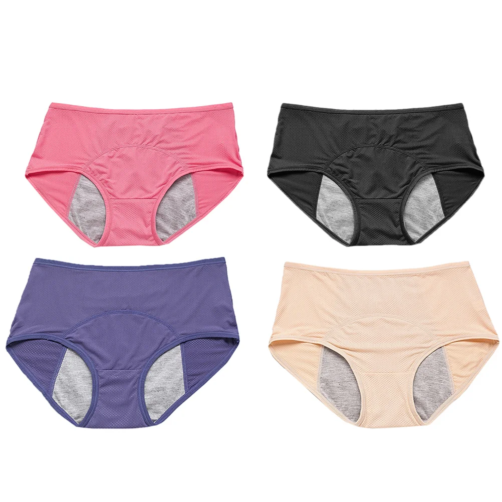 4 Uds. Pantalones sanitarios bragas menstruales sin costuras para calzones de período Mujer Algodon Mesh Miss