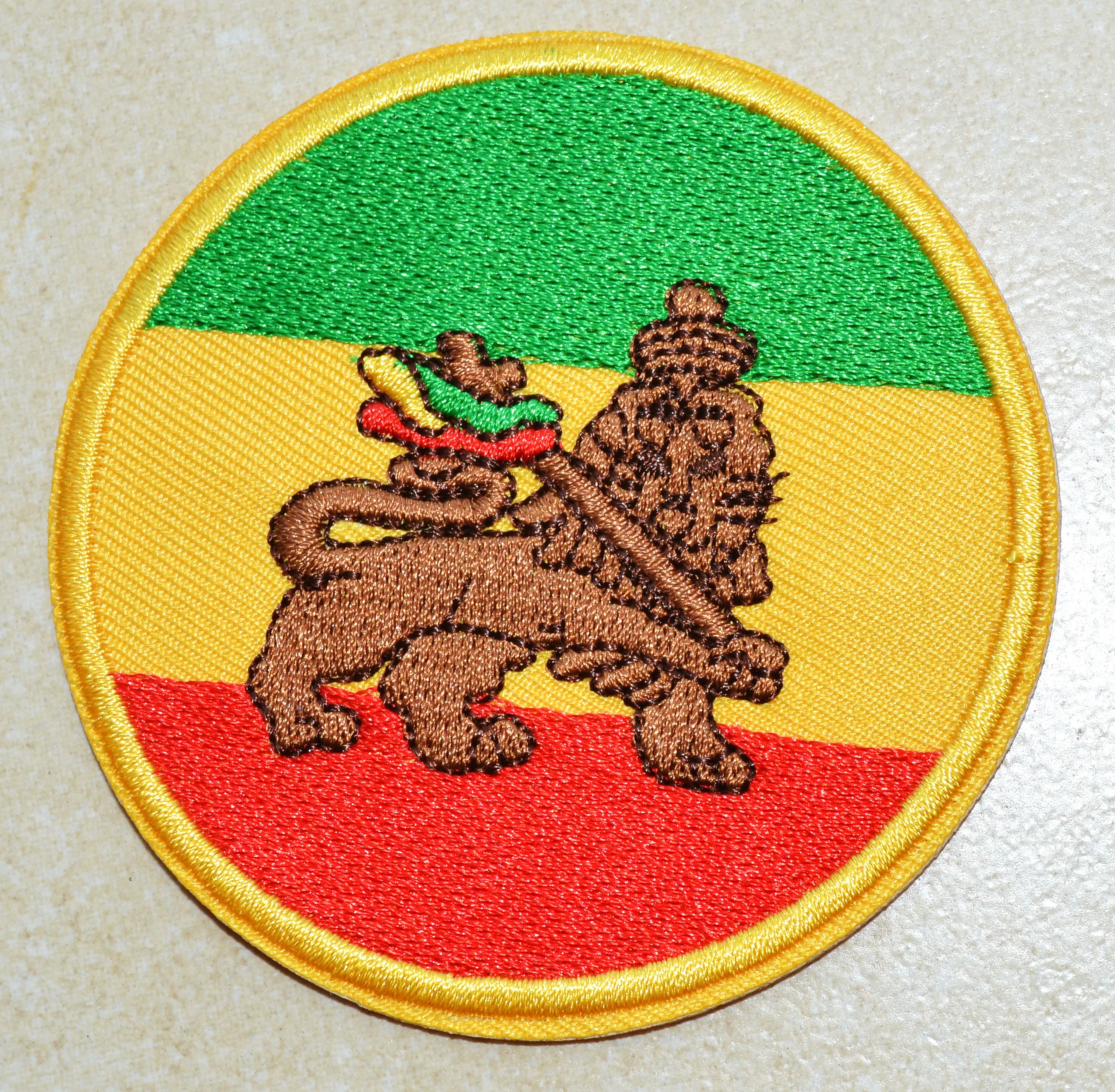 

1x Lion of Judah flag rasta reggae rastafarian Kingdom applique iron on patch applique (≈ 7.6 cm)