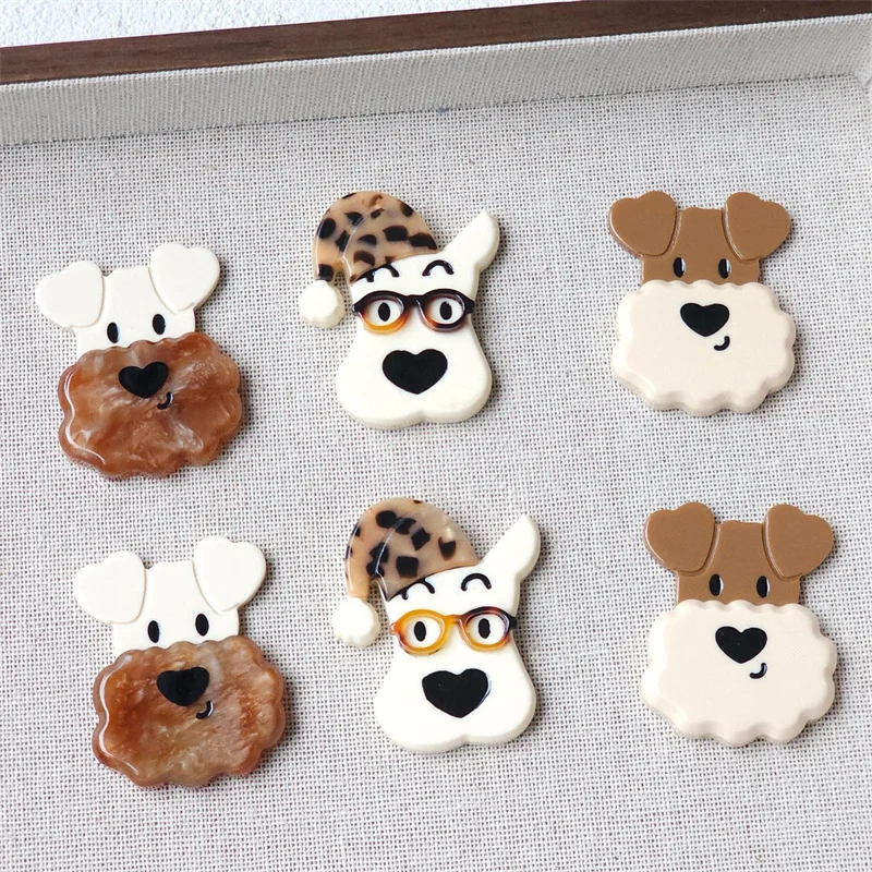 最小注文-20-ピース-ロットカラープリント動物漫画犬の頭の形のアクリルビーズ-diy-ジュエリー衣類ヘアアクセサリー