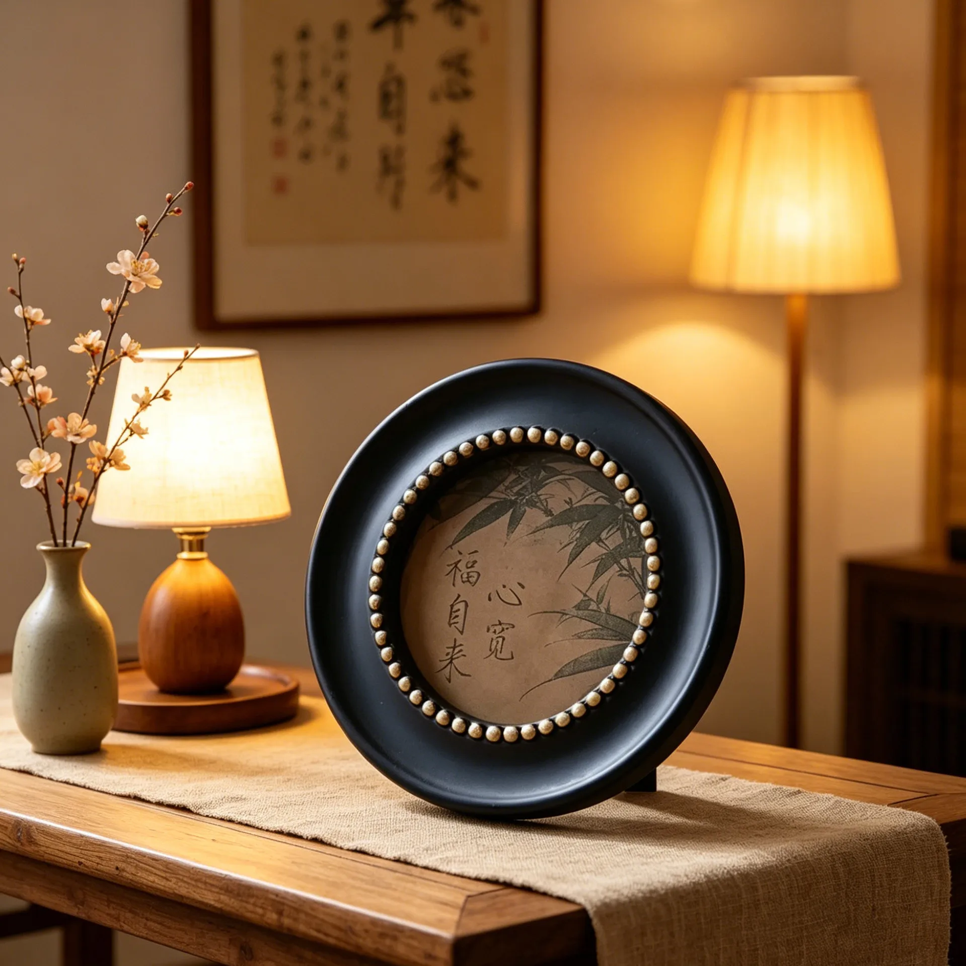 French Mid-century Style Photo Frame Modern Design Wooden Round Frame Wall-mountable Classic Home Decor - view 2