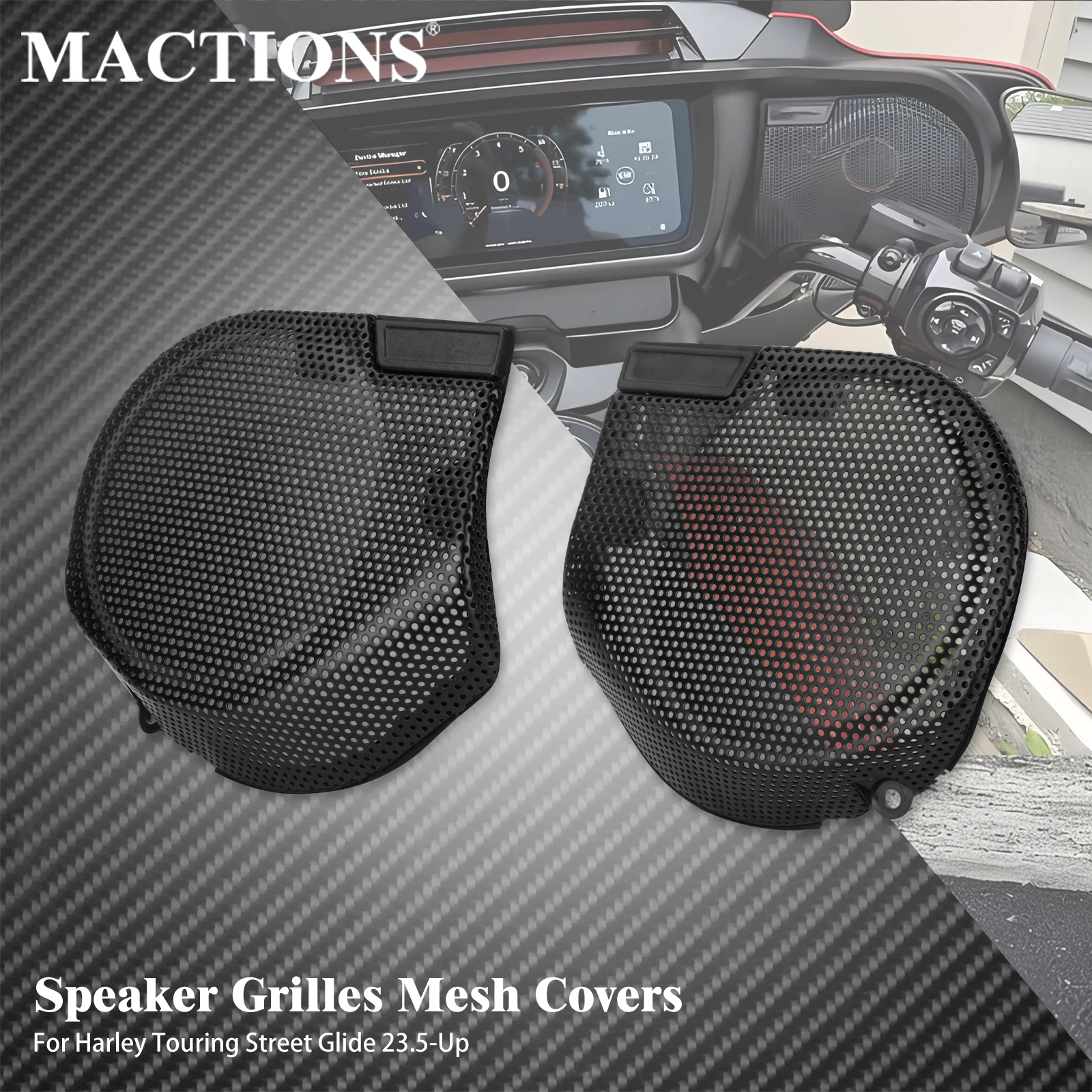 Motorcycle Front Speaker Grilles Mesh Covers For Harley Touring Street Glide FLHXSE 23.5-Up FLHLT FLHLTSE FLHXL FLHXLSE 2026-up