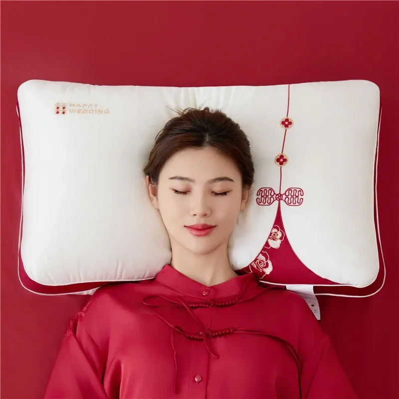 الصينية الفاخرة الزفاف فندق غرفة نوم مخدة ناعمة النوم العميق الرقبة دعم وسادة عنق الرحم الأساسية جودة نسيج القطن حماية #2