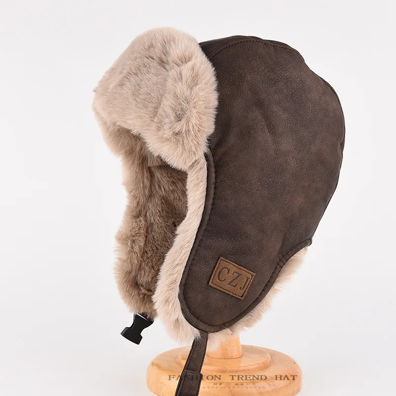 

winter hats with earflaps plush faux fur lining warm winter bomber hats caps for men women
