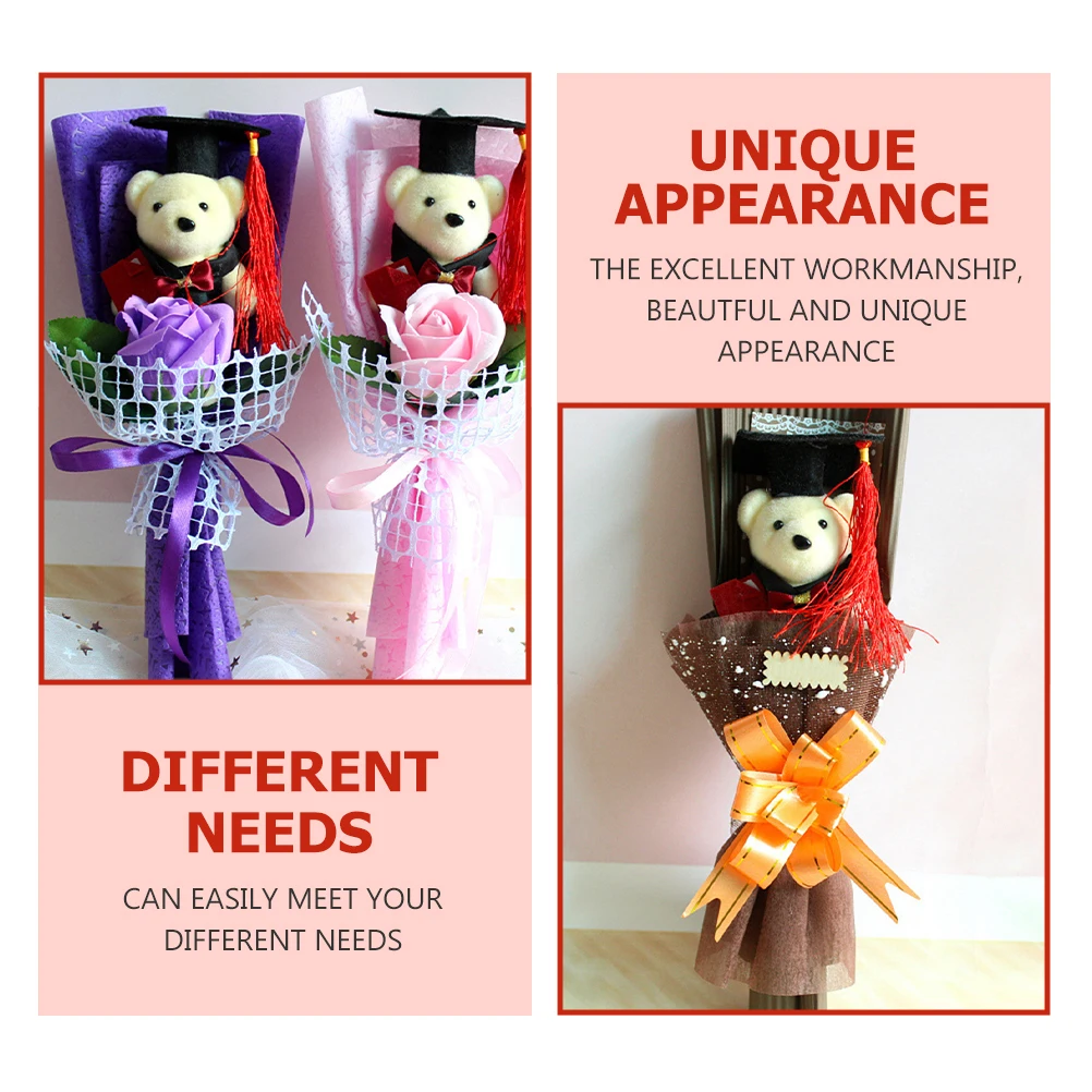 

10pcs Mini Graduation Bear DIY Bouquet Material Toy Bulk Baby Decoration Standing Ornament Filling Animal Season Accessory