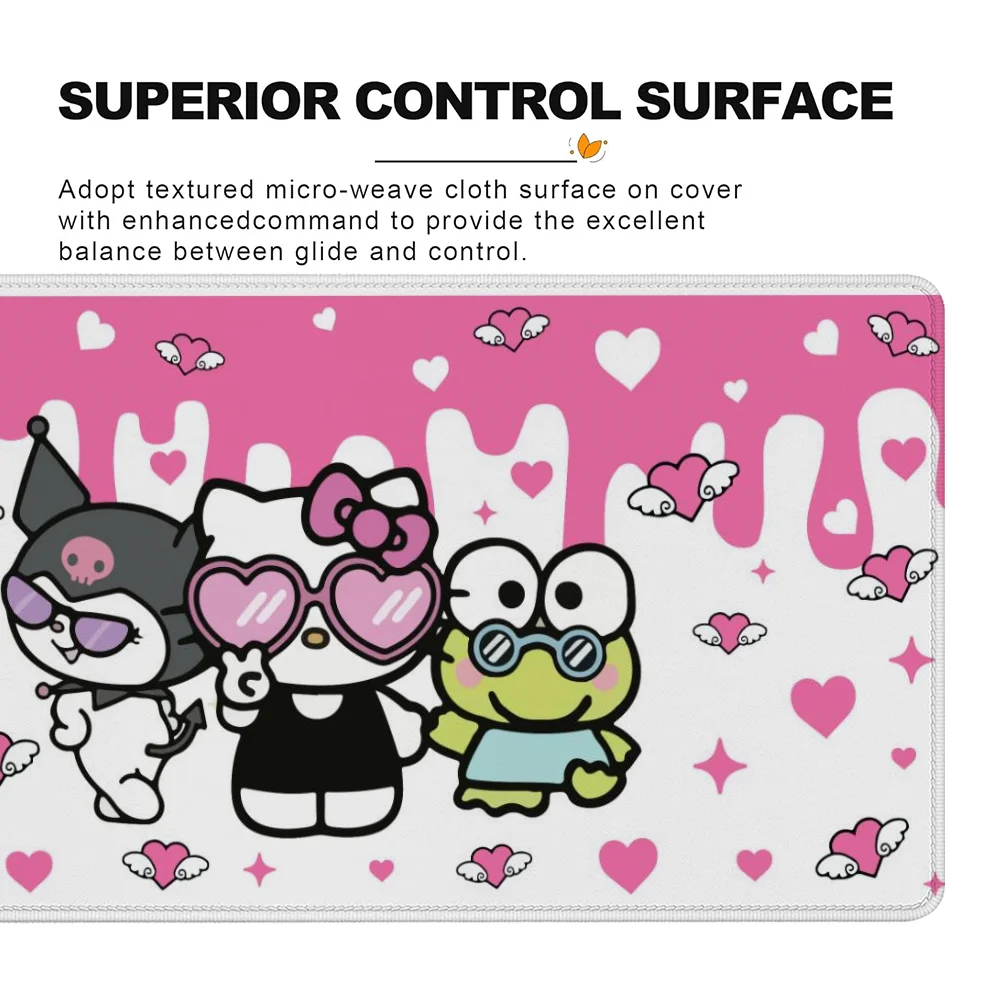 Mausepad Over Edge Alas Mouse Komputer 900 × 400 Anti-selip Hello Kitty Sanrio Kabinet Gamer Karet Aksesori Gaming Pc Kawaii