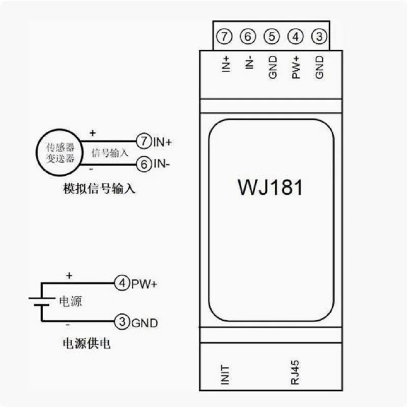 4-20mA or 0-10V to network Modbus TCP and MQTT data acquisition module RJ45 WJ181