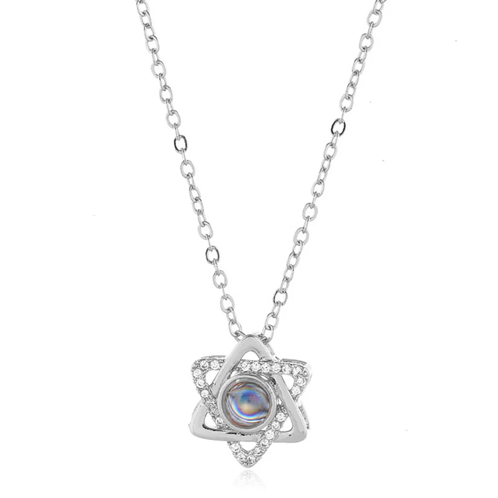 

Necklace Copper Rhinestone Creative Funny 100 Languages I Love You Festival Gift for Woman Mother Girlfriend Party