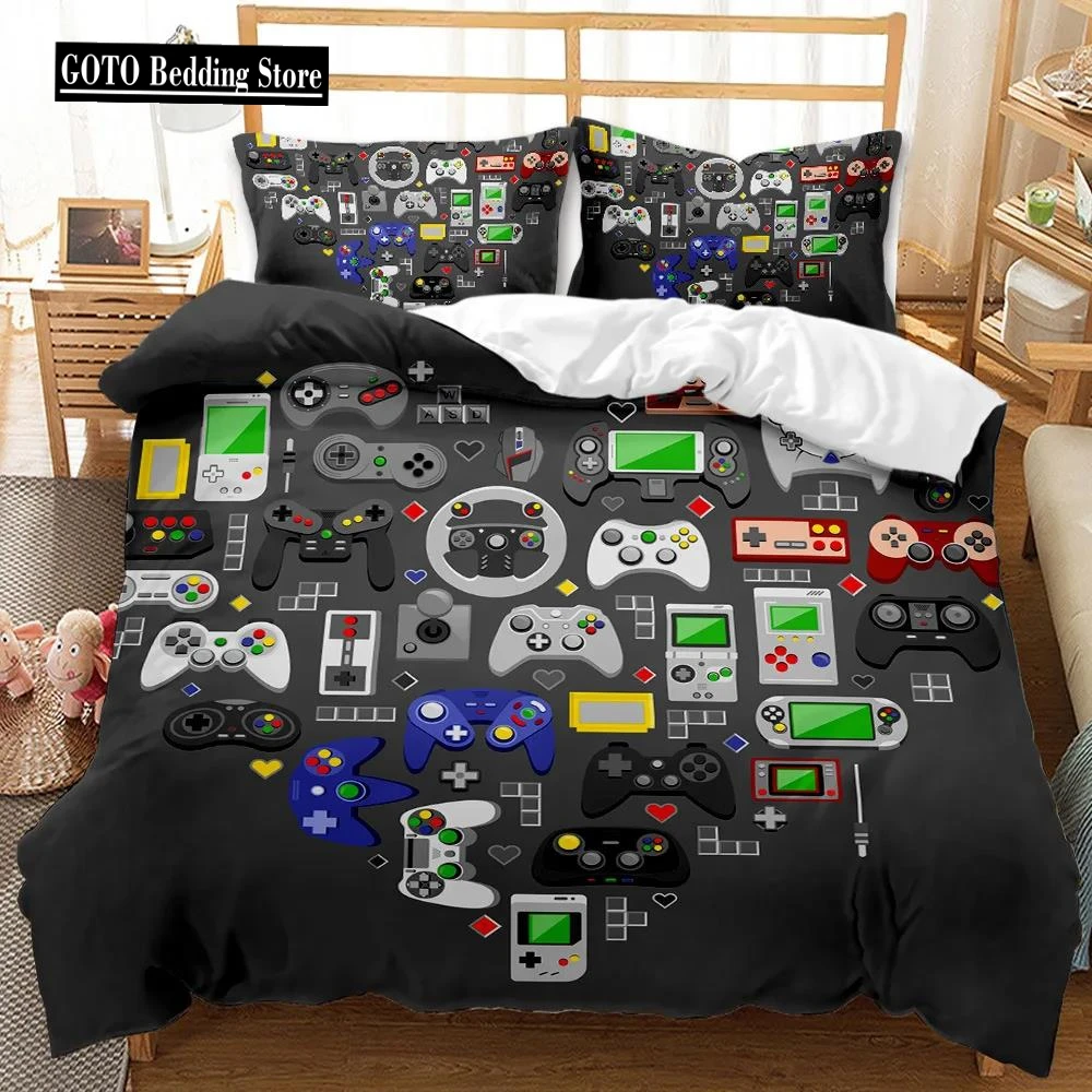 

3D Print Gamepad Duvet Cover Set, Modern Game Console Bedding Comforter cover with pillowcases, 200x220,Double,Boy,Teen,Men,Kids