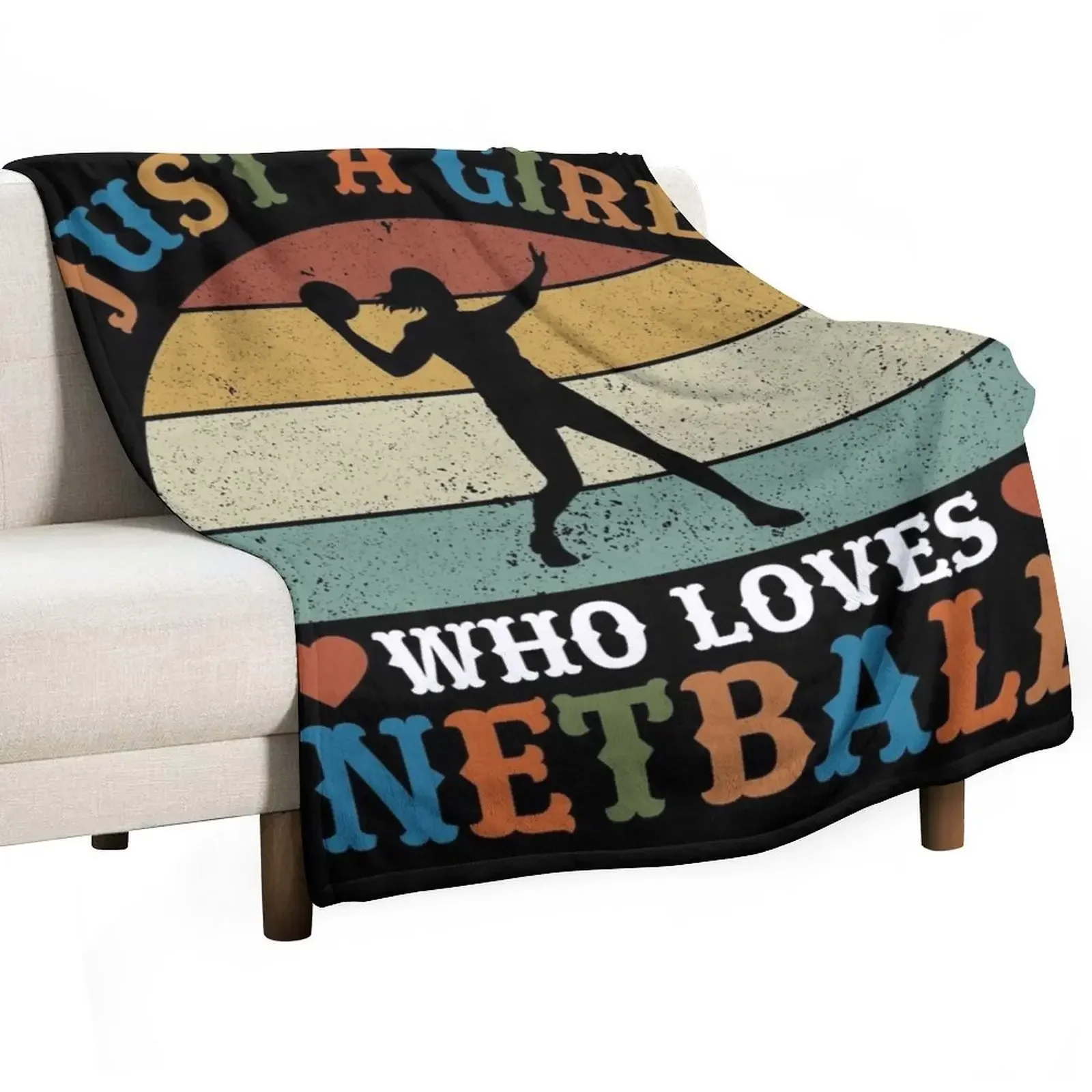 

Just A Girl Who Loves Netball Retro Throw Blanket Blankets For Sofas Picnic Blankets