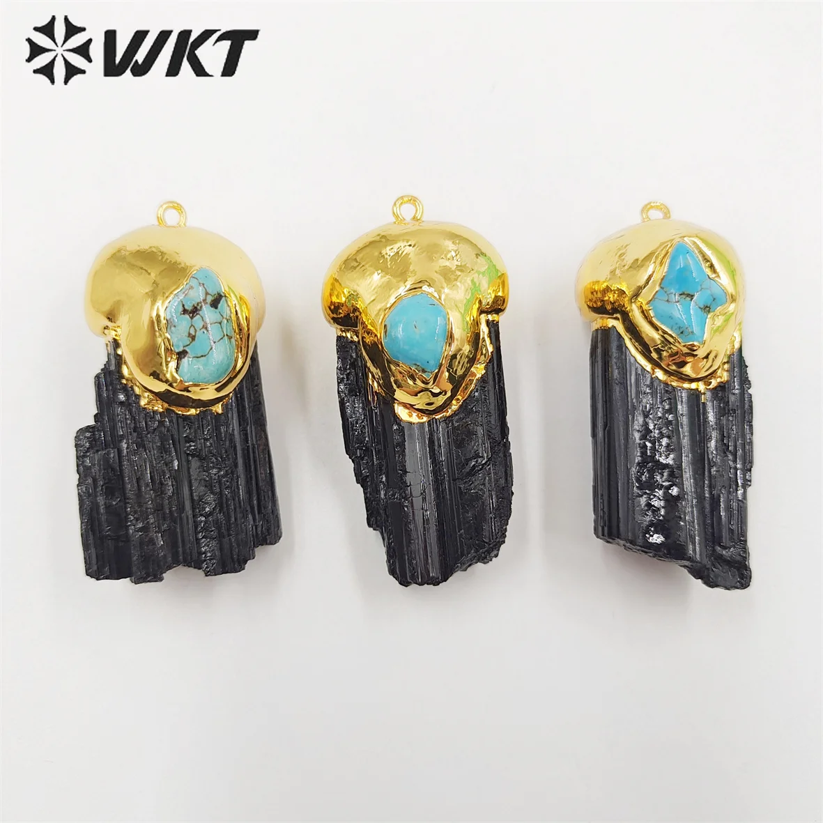 WT-P1859  WKT 2022 NEW SALE Black Tourmaline Gold-Plate Pendant Fashion Style Gift Party Trend Jewelry Accessory INS