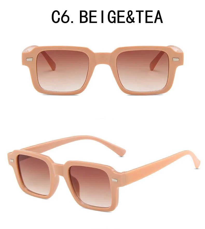 Retro Rice Staple Rechteckige Sonnenbrille mit kleinem Rahmen für Damen – Detail 18