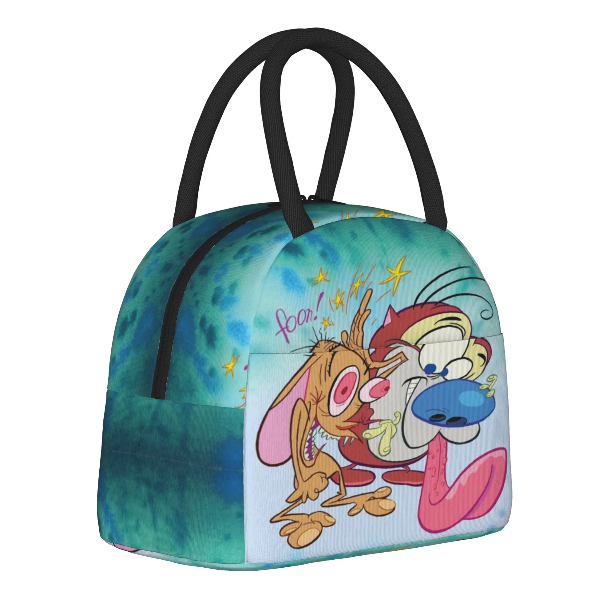  Duo Rucksack Ren & Stimpy  Insulated Lunch Bags for Men Women  Food Bag Portable Cooler Thermal Lunch Boxes For Work