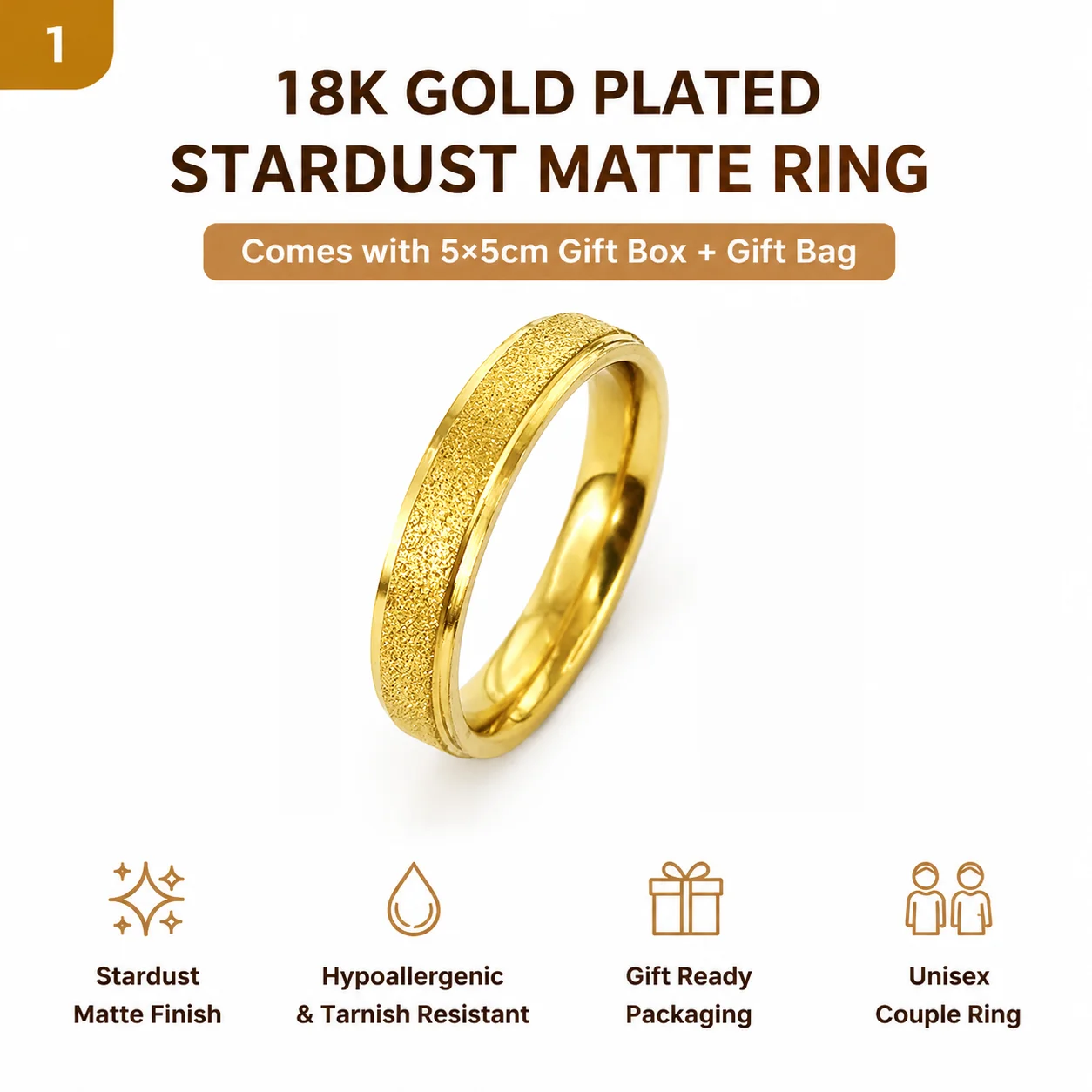 Stainless Steel Ring Set with Satin Finish, Plain Bands for Men and Women; Includes Sizes 6–11, Gift Box, and Gift Bag