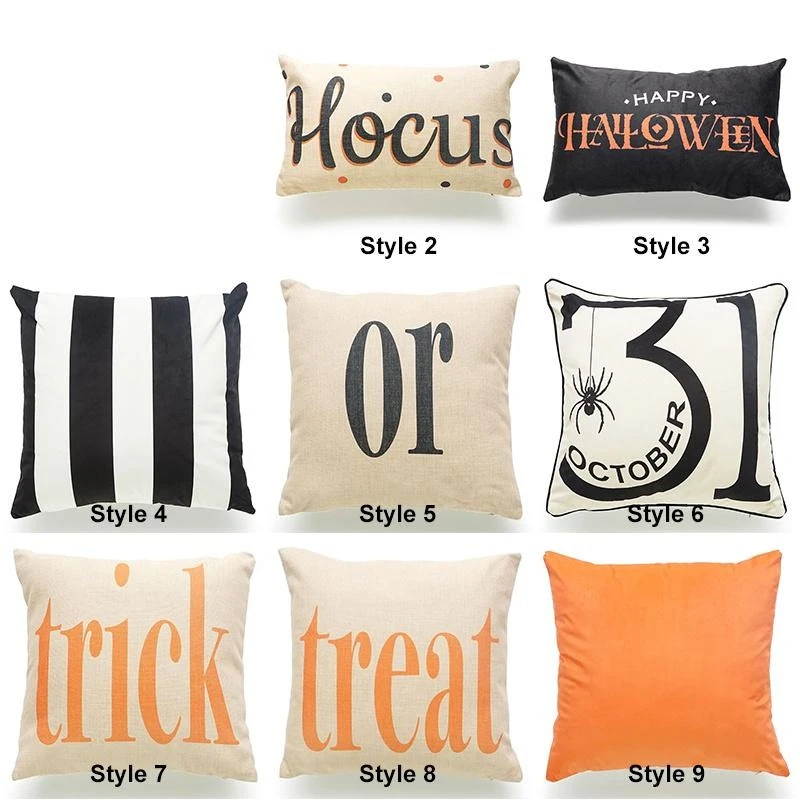 Halloween Pillow Covers Linen Sofa Car Pillowcase, Super Soft Pillow Case With Zipper Halloween Christmas Party Decorations