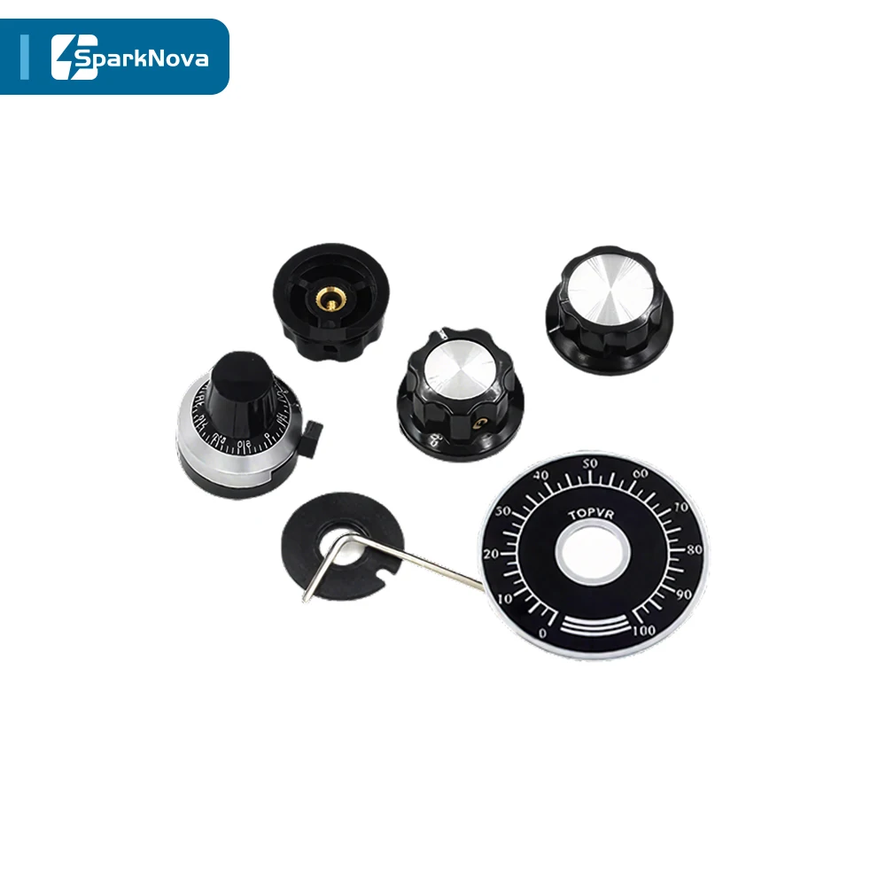 

5/10PCS Potentiometer Knob with Scale Dial 6mm 6.35mm 6.45mm for MF A03 RV24 3590S 16mm Rotary Volume Control Knobs Cap