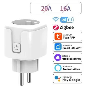 EU תקע חכם Tuya 16A/20A Wifi/Zigbee מוניטור כוח שליטה מרחוק ...