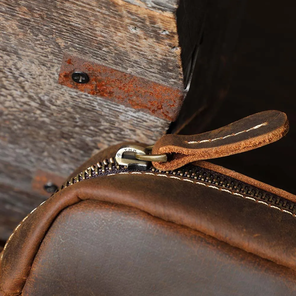 S.WORKER Vintage-Umhängetasche aus Vollnarbenleder, Herren-Schultertasche, Mini-Handy- und Schlüsseltasche – Detail 11
