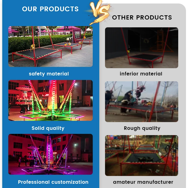 핫 세일 4-in-1 스틸 번지 점프 트램폴린 스릴 넘치는 번지 점프 경험을 위한 스틸 프레임 번지 조명 포함