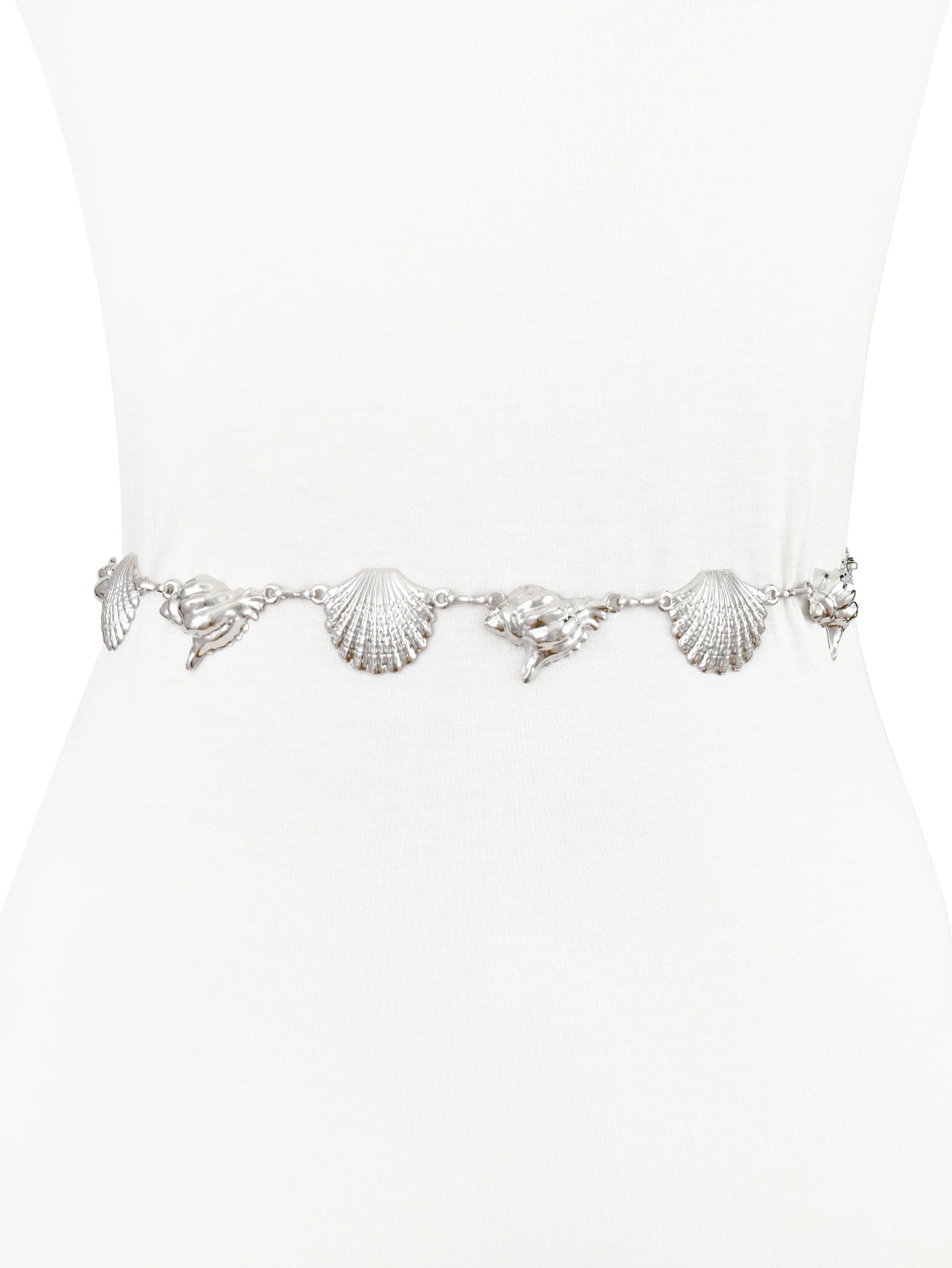 حزام بوهيمي على شكل صدفة فضية على شكل صدفة عصرية للسيدات مناسب لحفلات الزفاف الخارجية هدية للأصدقاء والأشقاء