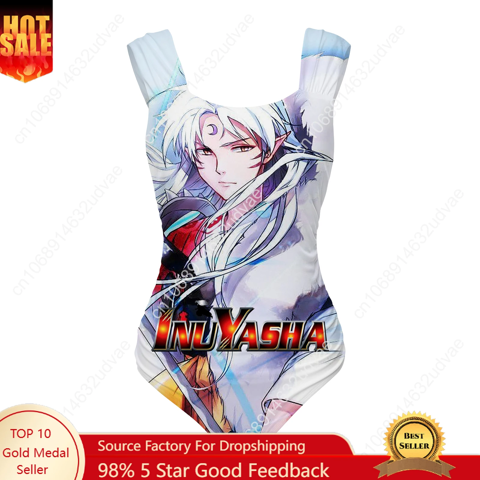 

Inuyasha Sesshomaru Swimsuit Wide Strap Women Bathing Suits Personalized Swimwear Pool Sexy Bikini Customize Beachwear