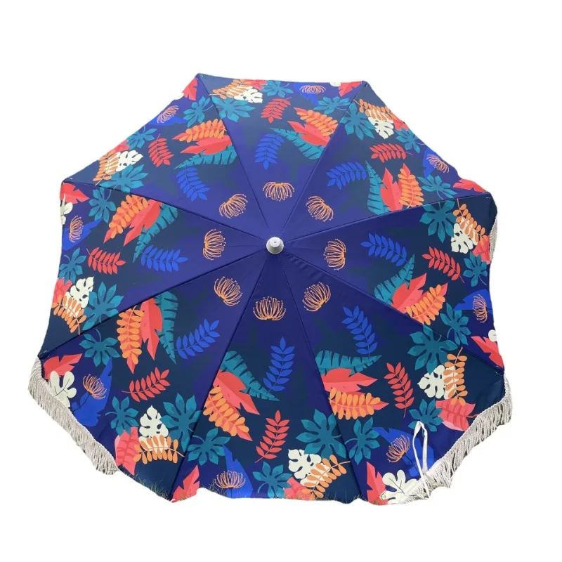 

Tassel beach umbrella Printable logo Outdoor garden Wooden pole sunshade beach umbrella