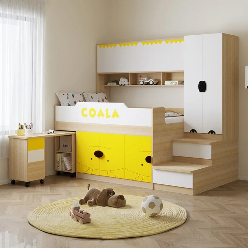 Armoire multifonctionnelle pour garçons et filles, lit demi-hauteur avec bureau pour enfants, lit combiné intégré, tatami de petite taille