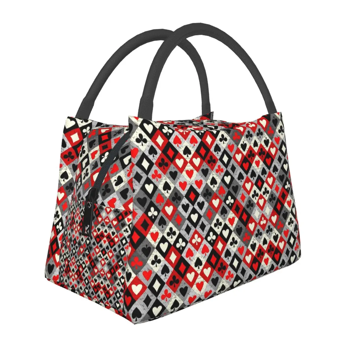 Playing Cards Poker Print Insulated Lunch Bag for Women Picnic Storage Food Boxes Container Cooler Thermal Lunch Box Tote
