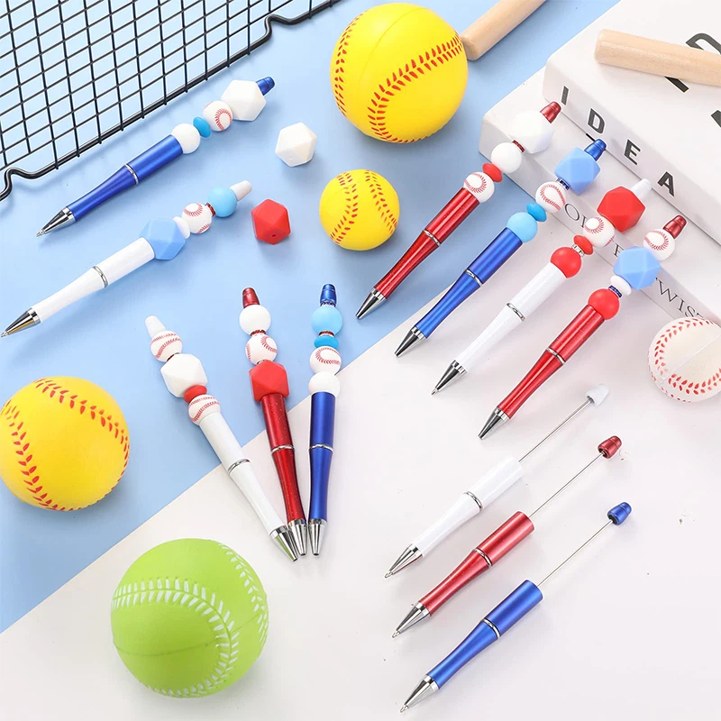 30Pcs Beadable DIY Pens Plastic Bead Pens Beaded Ballpoint Pen Making Gift for Students Office School Holiday Party