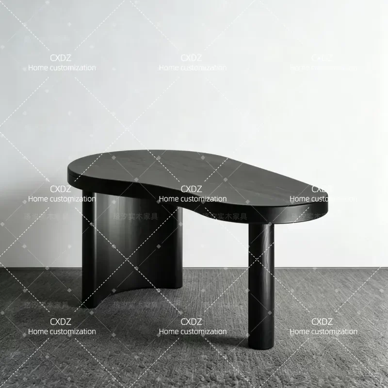 Minimalist Solid Wood Desk Modern Light Luxury Home Office Computer Table High End Special Shaped Writing Study Workstation