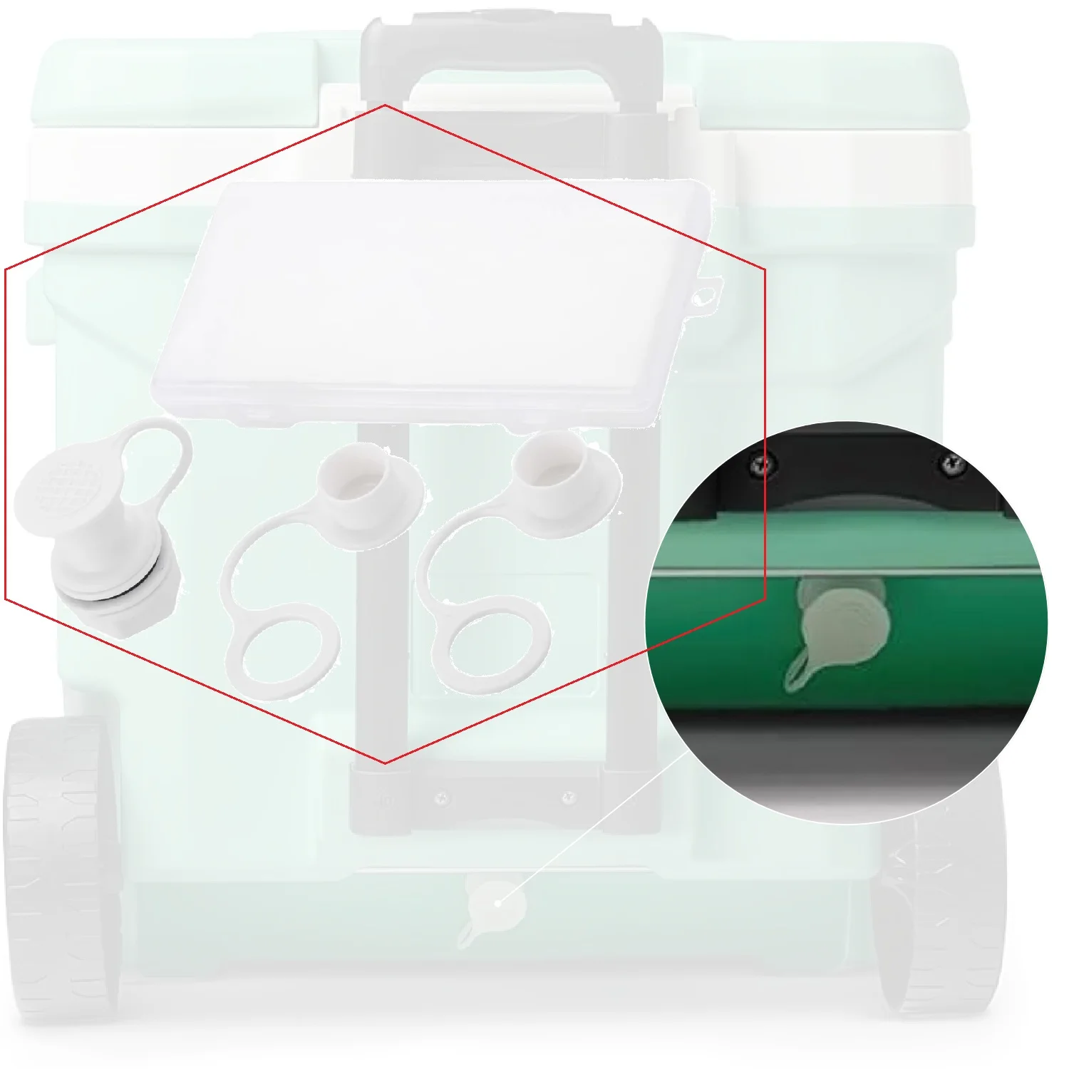 Triple-Snap Drain Plug with 2pcs Plastic Caps Kit for Igloo Cooler 25-70 Qt Ice Chests Replacement Parts #24010