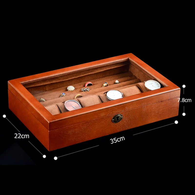 Watch Jewelry Box Organizer For Men 6 Slot Watch Case Display And Storage Watch Wood Jewelry Box For Friend Birthday Gifts
