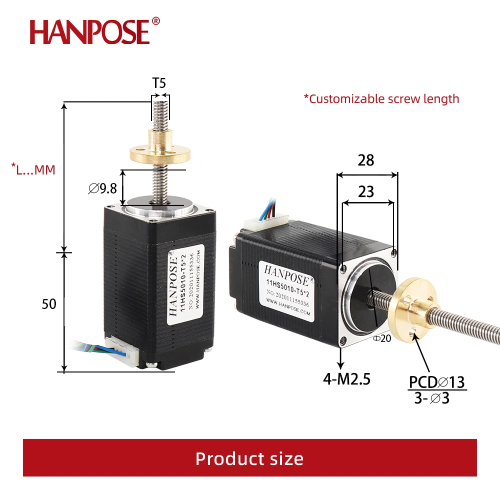 11HS4010-T5 linear screw stepping motor t-screw Motor length 50mm / 100mm / 150mm shaft 5mm large torque