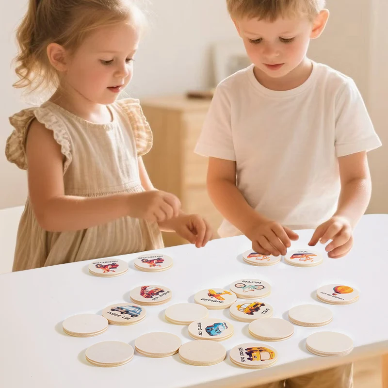 Jogo de correspondência de memória de madeira para crianças brinquedo educativo aprendizagem precoce quebra-cabeça foco treinamento com números/dinossauros temas