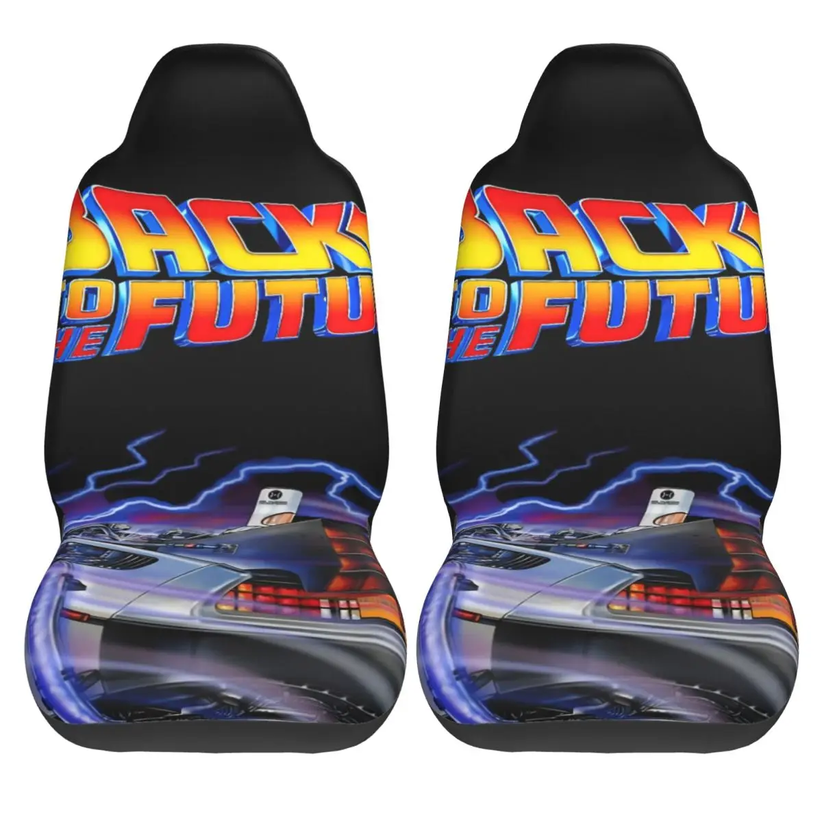 

Чехлы для автомобильных сидений «Назад в будущее», оригинальные, для салона автомобиля, из полиэстера, эластичные, из двух частей