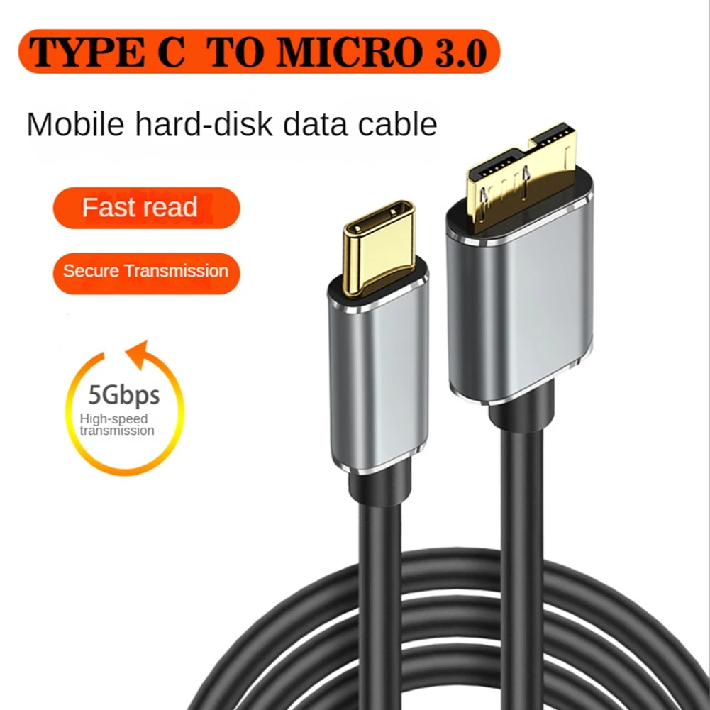 [N88R New]5Gbps USB Type C to Micro-B 3.0 Cable 3A Quick Charging for Laptop Hard Drive Disk Smartphone Micro-B Wire Cord, 0.5M