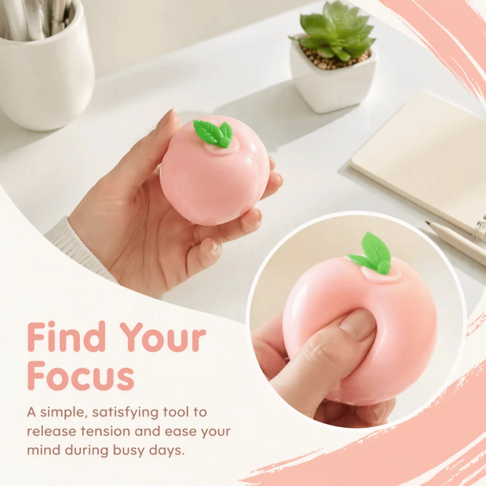 Slow Rebound Peach Stress Ball Soft Texture Peach Shape Slow Rising Fruit Toy Handheld Cute Sensory Fruit Fidget Toy