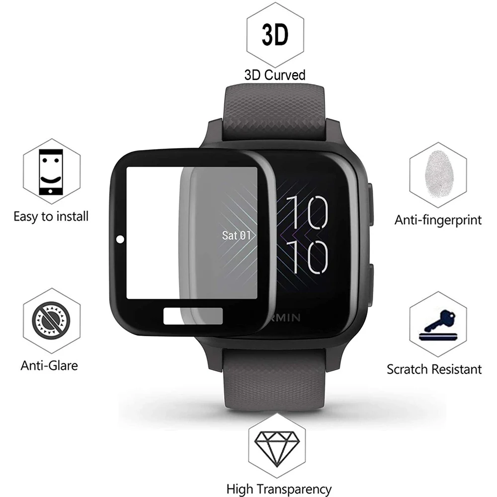 2/4/6 stücke 3d screen protector film für garmin venu sq smart watch bildschirms chutz weicher film nicht gehärtetes glas