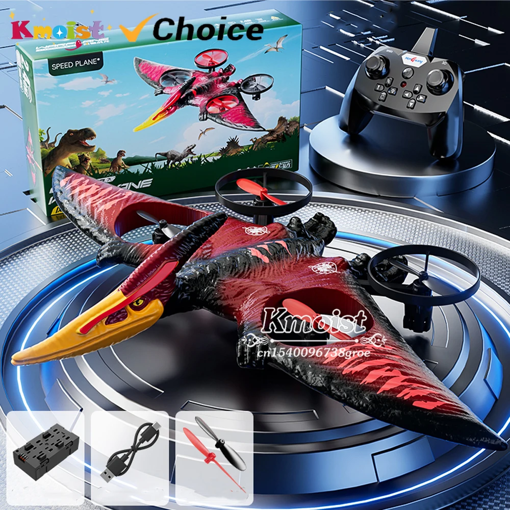 2.4G RC Dinosaur Aircraft Glider Toy Foam Crash Control Plane Model Fixed Wing Flyer Pterosaur RC Flying Toys for Boys Kids Gift