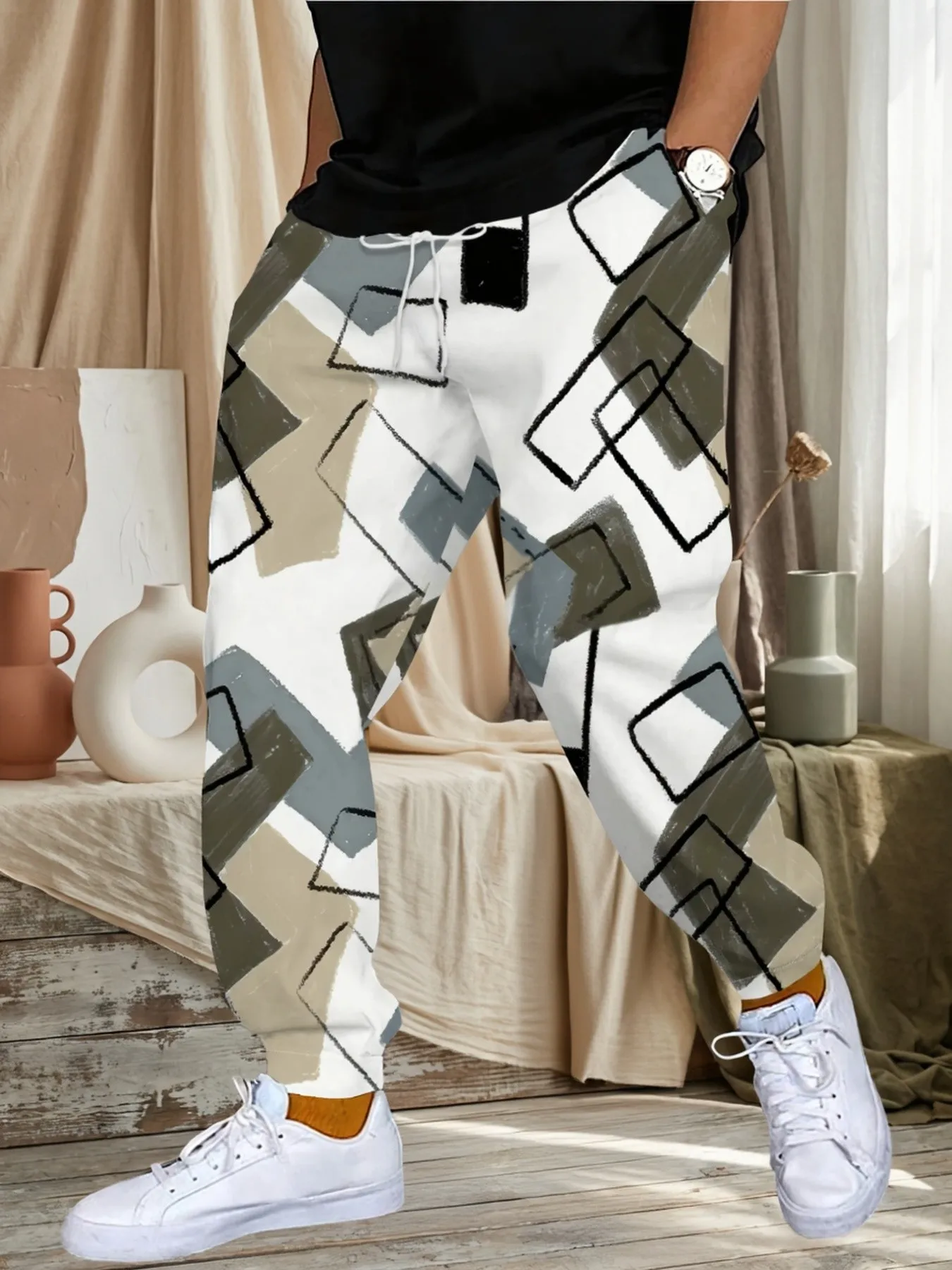 2026 Autumn Best-selling Street Fashion - Simple Comfortable Soft 3D Cubic Pattern Printed Men's Casual Pants