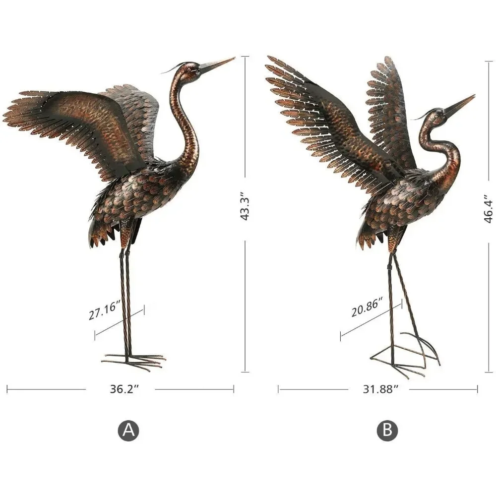 -Sculptures & Figurine Garden Statue Outdoor Metal Heron Crane Yard Art Sculpture For Lawn Patio Backyard Decoration Home Crafts
