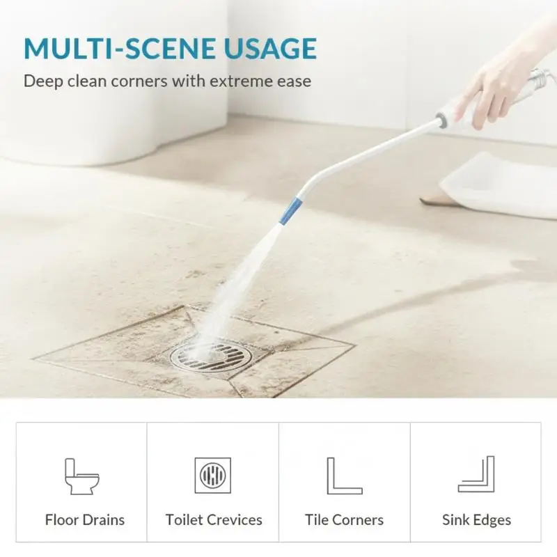 High Pressure Cleaning Nozzle, Elongated Curved Shower Sprayer For Toilet Gap Floor Drain Deep Stain Washing,1/2'' Interface