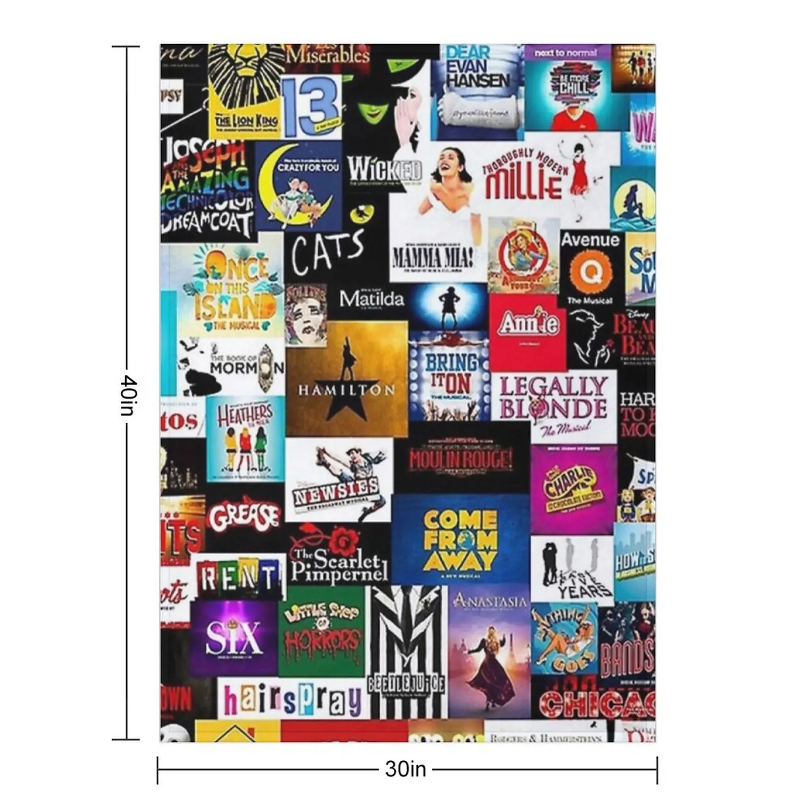 Broadway Show Logo Collage Throw Blanket Decorative Sofas Beautifuls Summer Summer Beddings Furrys Furry Blankets